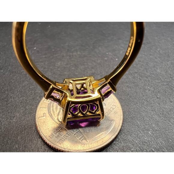 NEW African amethyst ring in vermeil yellow gold size 9 - Picture 6 of 16